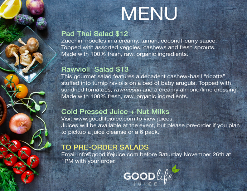 menu for Good Life juice